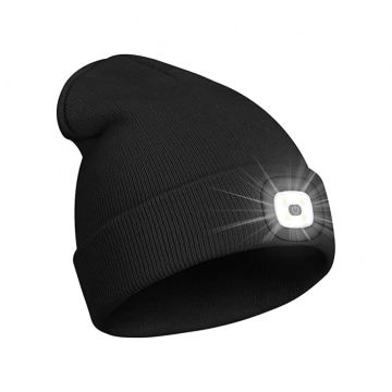 Hafif hediyeler ile toptan unisex Beanie şapka USB şarj edilebilir 4 LED kapağı