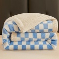 New three-layer quilted velvet sky blue grid