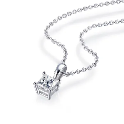 Elegant Lab Diamond Silver Necklace