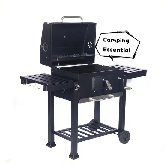 industrial metal stainless steel foldable charcoal barbeque bbq trolley grill with tabletop