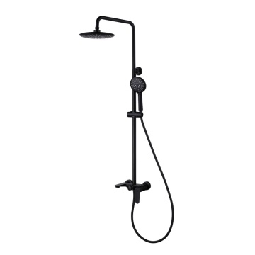 Modern Wall-Mounted Black Rainwater Shower Set with Circular Showerhead