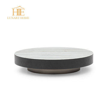 Modern Round Marble Top Coffee Table for Living Room