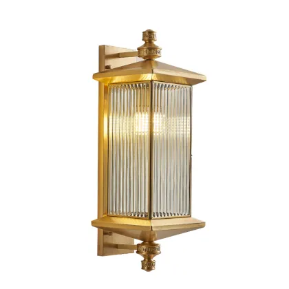 Copper Chinese Style Waterproof Wall Lights for Courtyard and Villa Exterior Lighting