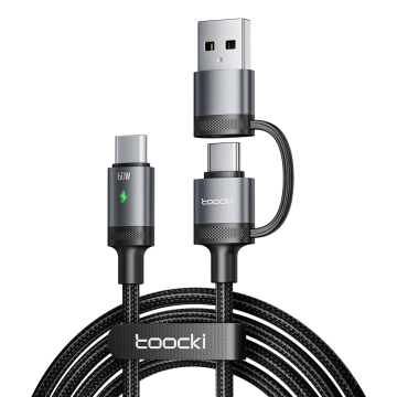 Toocki PD 100W Type-C to 2 Type-C Aluminum Alloy Shell Braided Fast Charging Cable