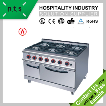 hotel restaurant gas burner with gas oven(6 burners)