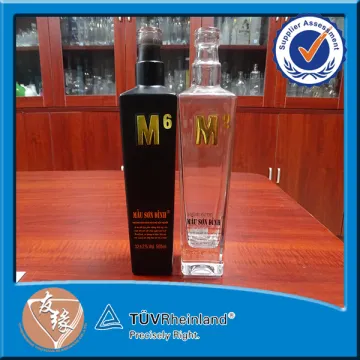 Vodka liquor square black 500ml glass bottle weight