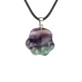 Fluorite Cat Claw Necklace 45CM Black Cord Handmade Craved Animal Palm Pendant Jewelry