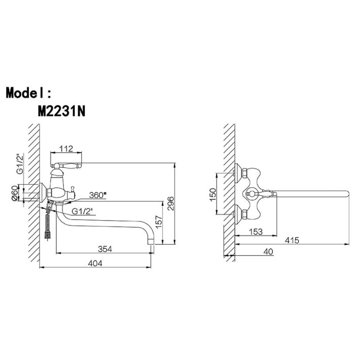 35mm single lever shower bath mixer zinc alloy