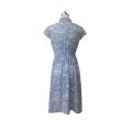 Leaf-print Belted Shirtdress In Blue