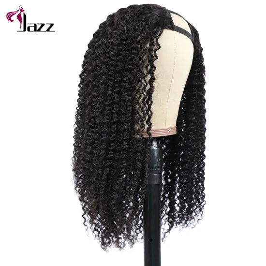Brazilian afro hair cuticle aligned 180% 200% 210% high density human hair best quality long none lace u part kinky curly wig
