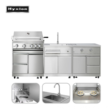 Hyxion outdoor kitchen new design modulars stainless steel silver colour bbq grill