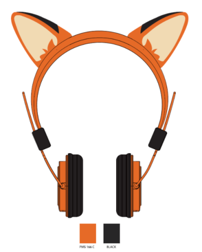 Wired Kids's Fox Style Plush Headphone with mic