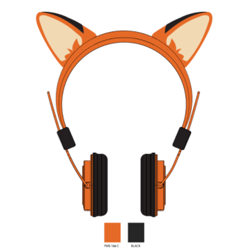 Wired Kids's Fox Style Plush Headphone with mic