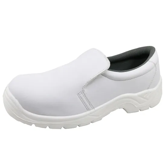 White microfiber leather kitchen safety shoes