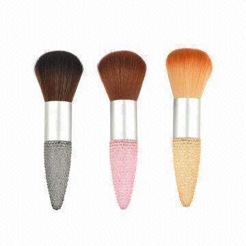 Single Crystal Handle Cosmetic Blush Brush Kit with Synthetic Hair and Aluminum Ferrule