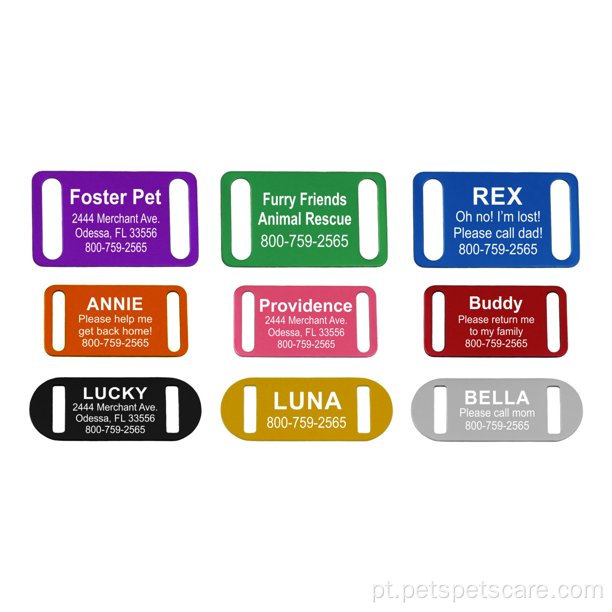 Tag de identificação de animais de estimação slide-on-pet tag 9 cores