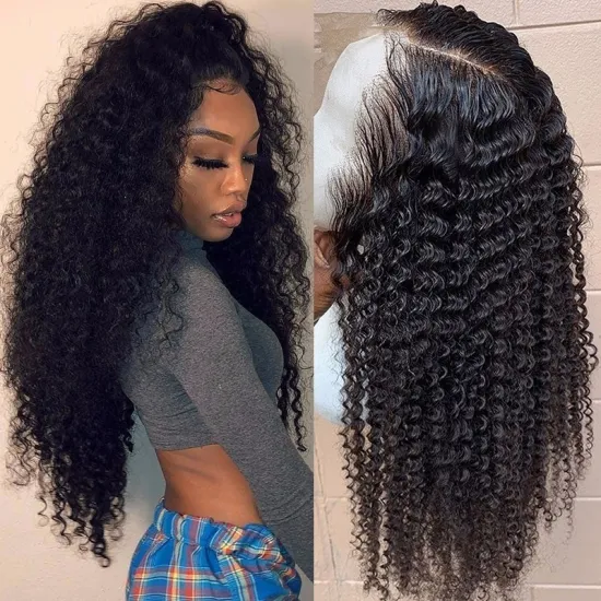 BIS Wholesale Jerry Curly 4x4 Transparent Lace Frontal Wigs Virgin Brazilian Curly 100% Human Hair Wig For Black Women