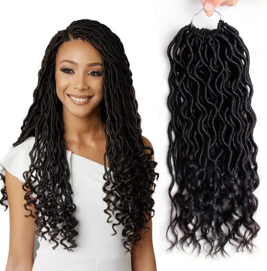 Goddess Locs Crochet With Curly Ends 20inch Crochet Wave Faux Locs Twist Braiding Hair Synthetic Curly Goddess Locs Hair