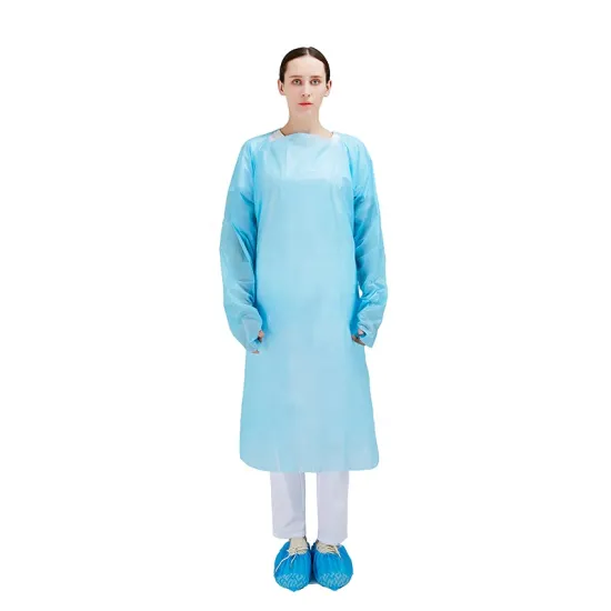 Blue PE Apron with Long Sleeves - CPE Gown