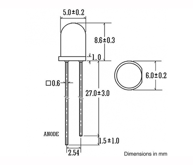 5mm IR Led - 900nm Size