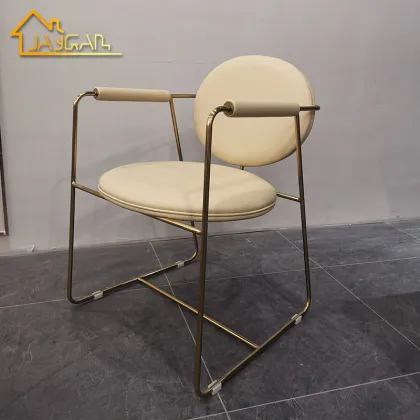 Gemma Leather Dining Armchair with Gold Legs