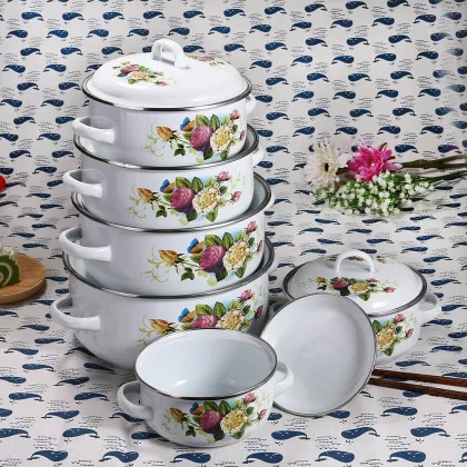 Enamel Casserole for Cook Soup at Home or Outside