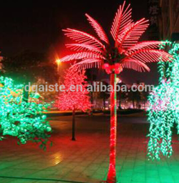 Home garden decorative 450cm Height outdoor artificial red flashing LED solar lighted up coconut palm trees EDS06 1404