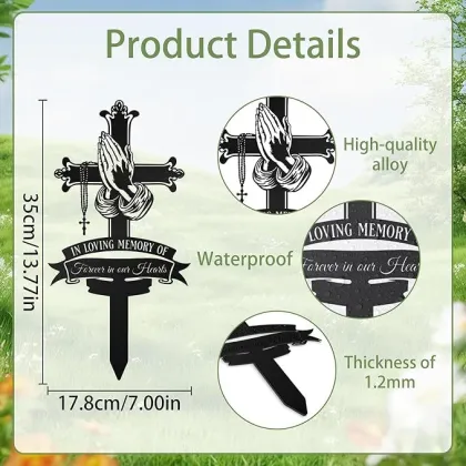 Weatherproof Wooden Grave Marker with Family Tribute Design