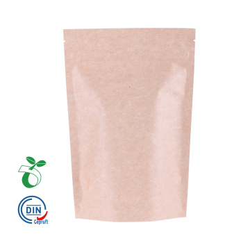 PLA Plastic Kraft poser med vindue Biologisk nedbrydelig Pla Mad Te Plastpose Kaffebønner/Beef Jerky/Snack