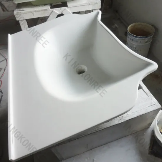 Top Grade Acrylic Solid Surface Wall Hung Sink &amp; Basin Kkr Bathroom Wash Basins