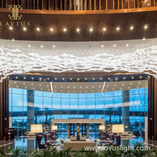 Hotel lobby white wave shape chandelier popular minimalist decorative chandelier