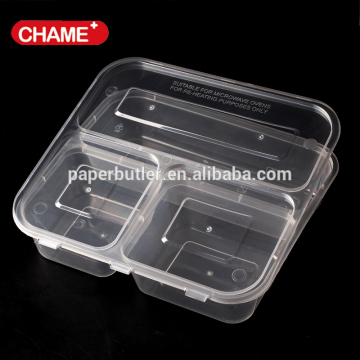 PP plastic meal lunch box 3 compartment disposable takeaway food container