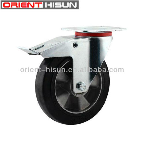 5 Inch Swivel Plate Duty Elastic Rubber Caster Wheel With Brake