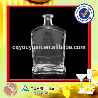 Pisco Liquor Glass Bottle Empty Rectangular Empty Absolut Vodka Bottle 750ML