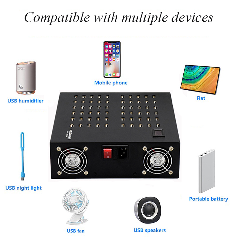 Highly compatible 60-port USB charger