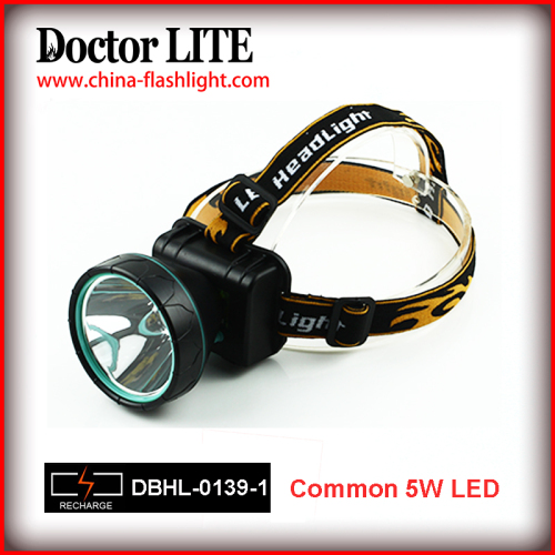 2015 New Design ABS Rechargeable 5W LED Headlamp Powered 2x18650 Battery