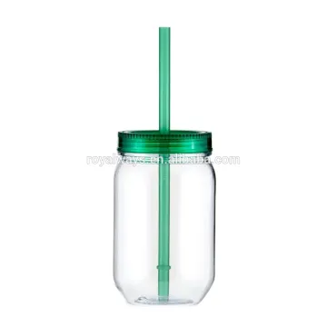 16oz/20oz/24oz Single Wall Mason Jar Smoothie Cup with Straw