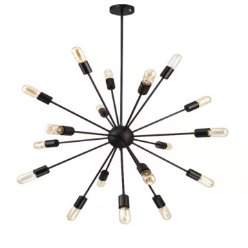 JYLIGHTING Modern Multi-Head LED Ceiling Lamp with Retro Iron Design and Glass Base - Black