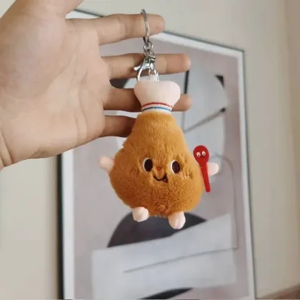 Cute Fries Burger Plush Keychain Toy