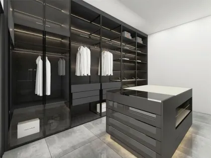 MDF Sliding Door Glass Bedroom Walk In Wardrobe