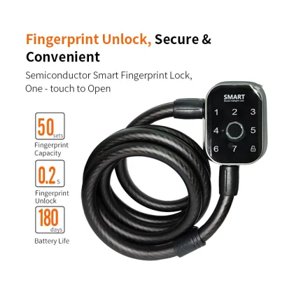 Smart Security Cable Password Fingerprint Bike Lock