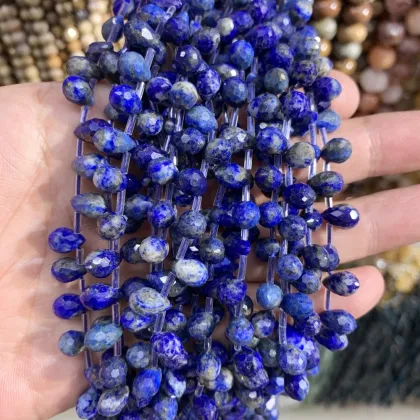 Lapis Lazuli Faceted Teardrop Beads - Natural Stone for Jewelry Making