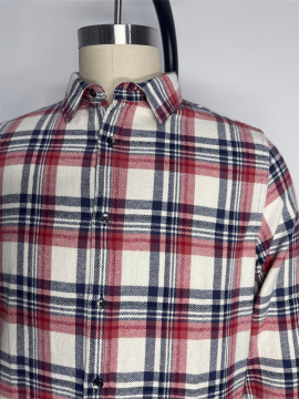 Spring And Autumn Flannel Striped Plaid Shirt