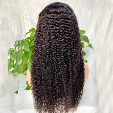 2021 swiss glueless kinky curly  top transparent long hd lace front human hair wigs curly