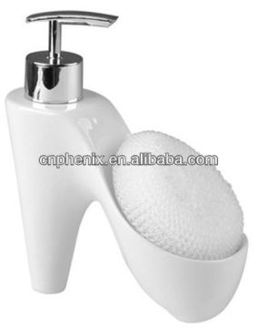 Ceramic bathroom accessory set /Lotion dispenser with bath ball holder