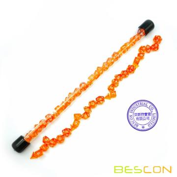 Bescon 28pcs Translucent Orange Mini Polyhedral Dice Set in Tube, Small Role Playing Polyhedral Dice 4X7pcs,Mini Gem Dice Set