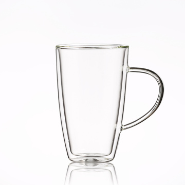 ハンドル付き断熱二重壁ガラス再利用可能なコーヒーカップ