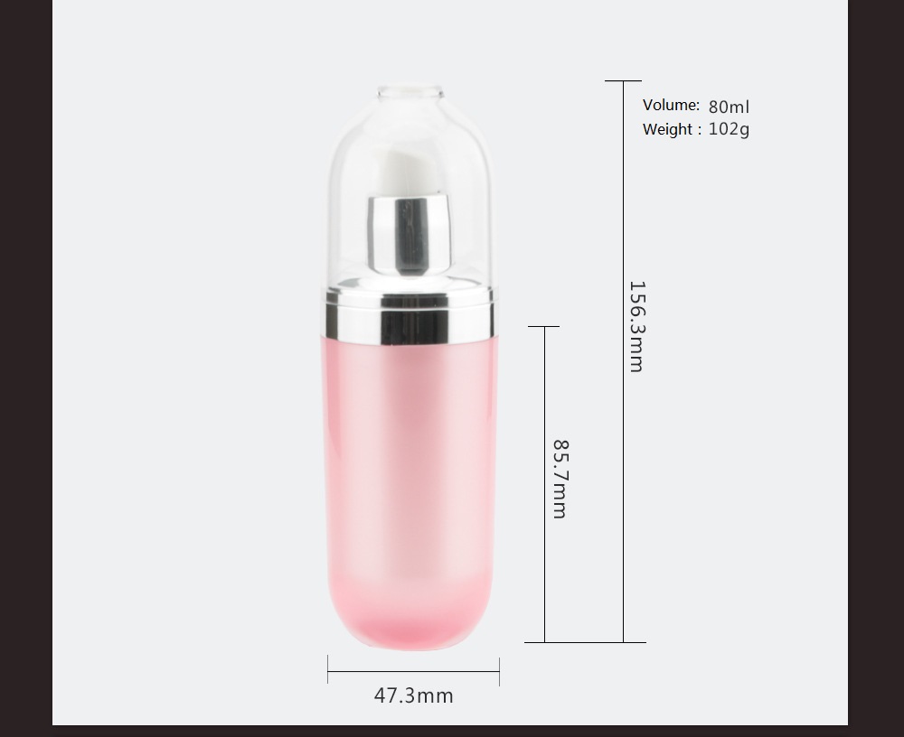 Pink acrylic round cosmetic Bottle with SILVER caps 