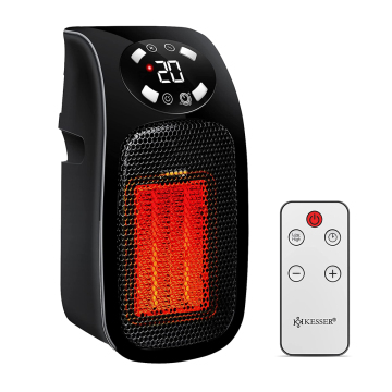 350W Portable Wall Outlet Ceramic PTC Heater with Remote Control & LED Display