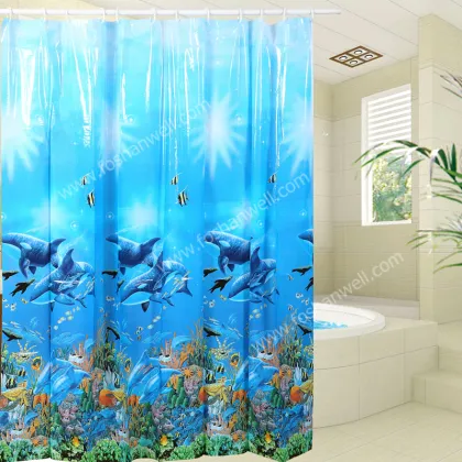 Sea world fish around beatiful shower curtain eco-friendly